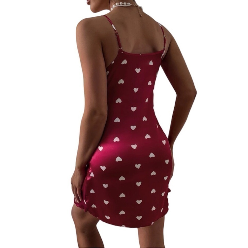 Red & white hearts satin nightgown. New. - Picture 4 of 10